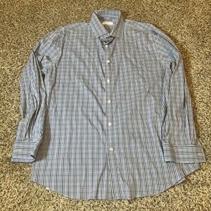 Michael Kors Slim Fit Travel Stretch Gingham Dress Shirt XL 17‎ 32/33